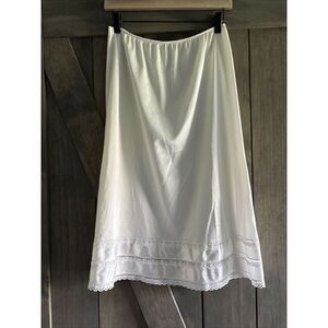 Vintage Sears Large Half Slip Ivory Side Slit Stretch Lace Trim